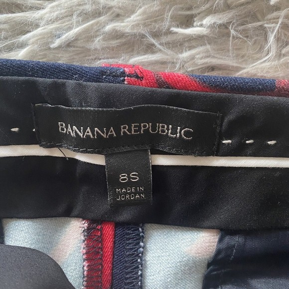 Banana Republic Sloan Ankle Pants Trouser Floral Blue Red Womens Size 8S Short - Picture 6 of 14